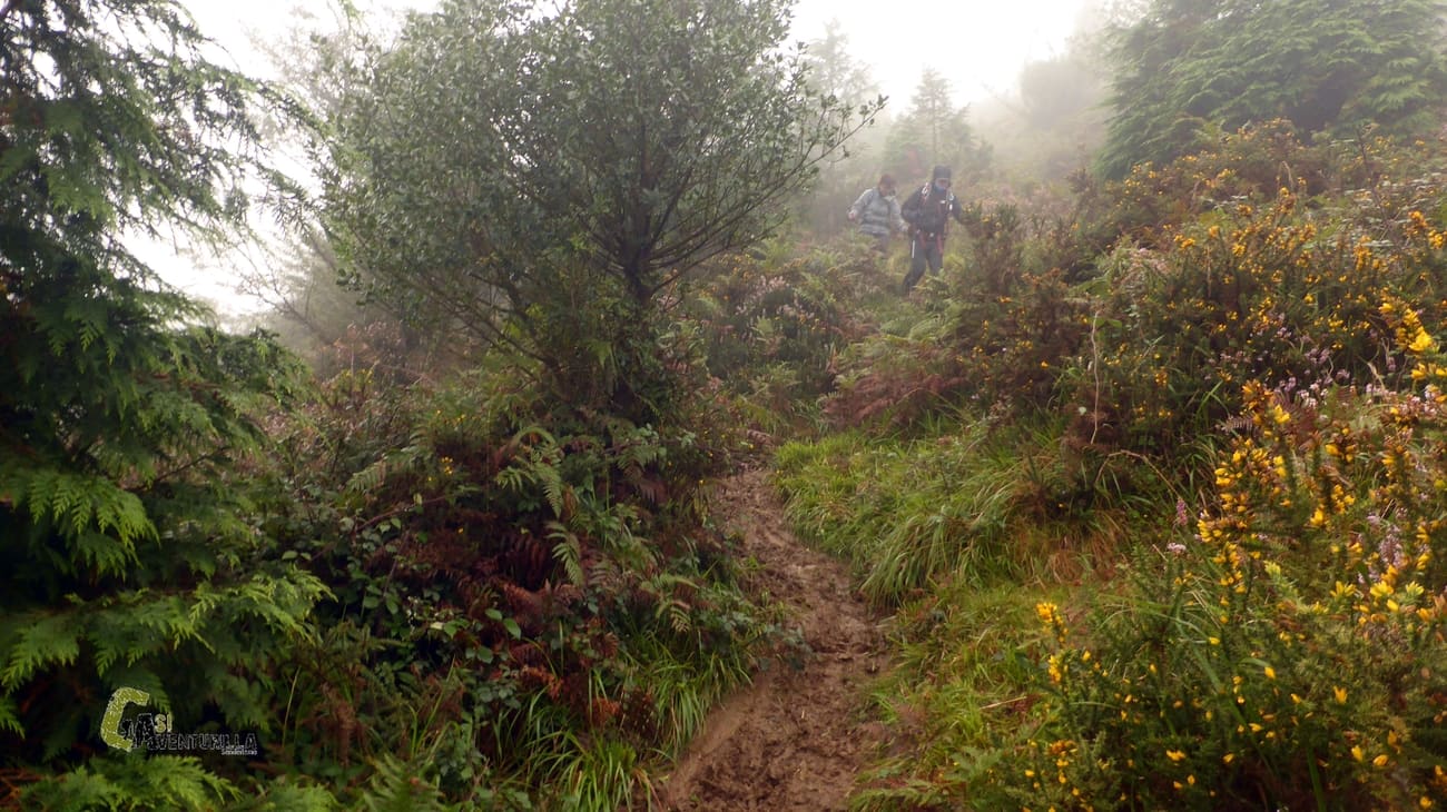 Senda de bajada muy embarrada