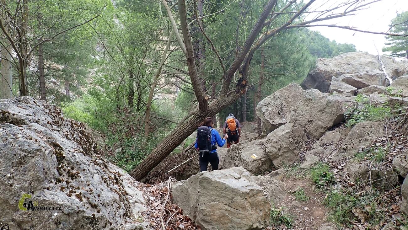 Atravesamos una zona de rocas en el PR-TE 26