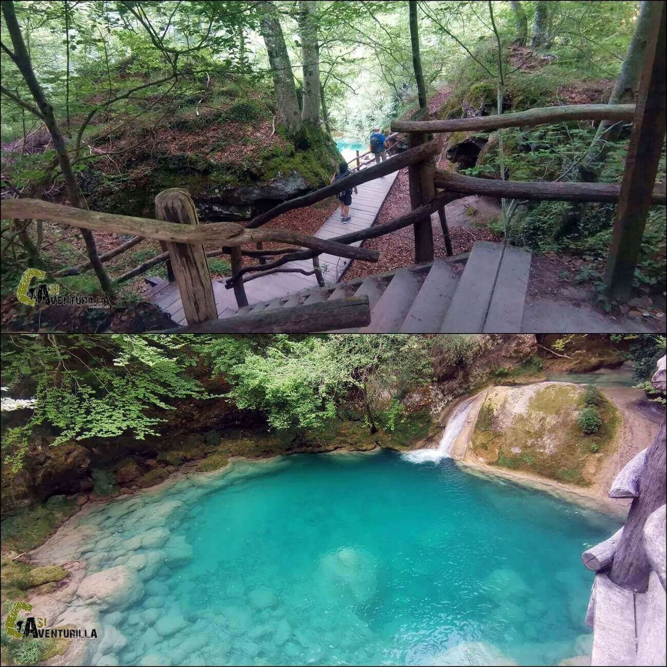 Escaleras para descender a la poza